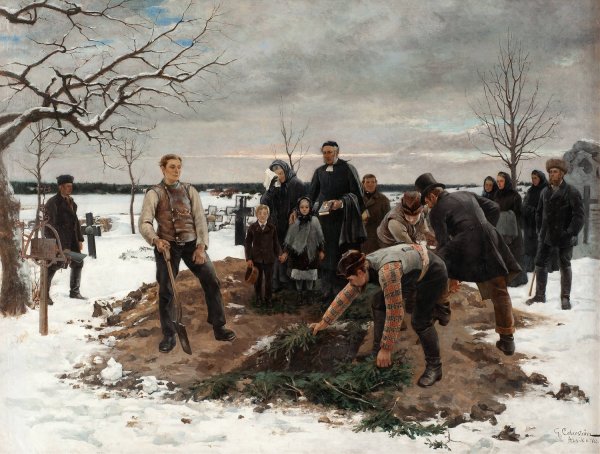 Main Product Photo of A Funeral in Alsike  Painting by Gustaf Cederstrom