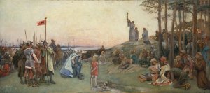 Ansgar Preaching Christianity by Gustaf Cederstrom Oil Painting