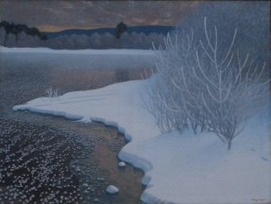 Hoar-Frost on Ice by Gustaf Fjaestad Oil Painting
