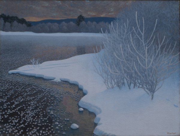 Hoar-Frost on Ice  by Gustaf Fjaestad - Hand-Painted Oil Painting Reproduction