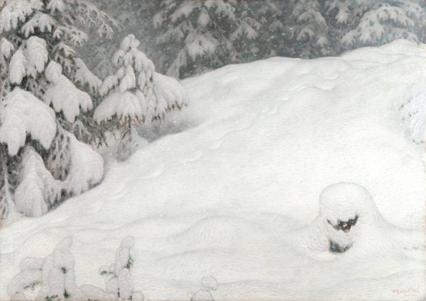 Snow  by Gustaf Fjaestad - Hand-Painted Oil Painting Reproduction