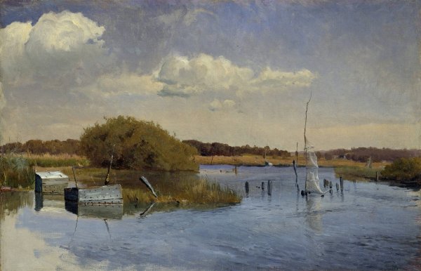 The Shore at RingsjOn II  by Gustaf Rydberg - Hand-Painted Oil Painting Reproduction