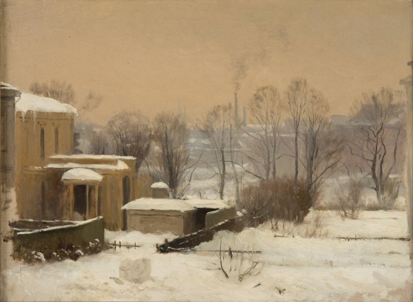 Urban Snow. Study  by Gustaf Rydberg - Hand-Painted Oil Painting Reproduction