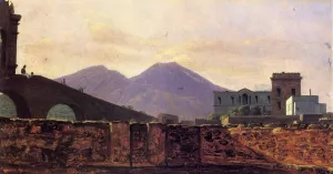 View of Vesuvius from the Bridge of St. Januarius, Naples by Gustaf Soderberg Oil Painting