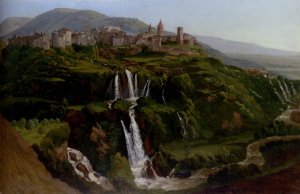 The Cascades At Tivoli by Gustaf-Wilhelm Palm Oil Painting