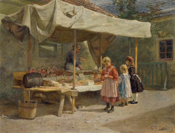 Main Product Photo of At the Gingerbread Booth  Painting by Gustav August Hessl