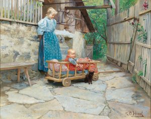 Excursion in the Handcart by Gustav August Hessl Oil Painting