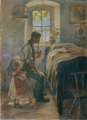 Feierstunde by Gustav August Hessl Oil Painting