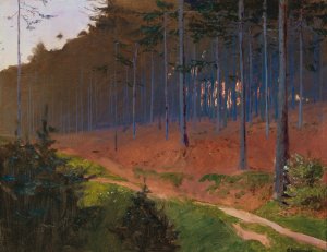 Forest Path near Weinzierl by Gustav Bamberger Oil Painting