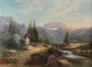 Bachlandschaft mit Figurenstaffage by Gustav Barbarini Oil Painting