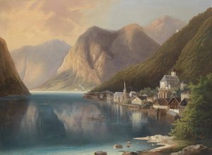Blick Auf Hallstatt by Gustav Barbarini Oil Painting