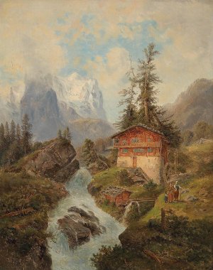 Das Wetterhorn by Gustav Barbarini Oil Painting