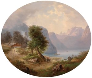 Partie aus dem Salzkammergut by Gustav Barbarini Oil Painting