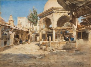 A Well In Jaffa by Gustav Bauernfeind Oil Painting