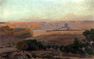 Blick Auf Jerusalem Vom Olberg Aus by Gustav Bauernfeind Oil Painting