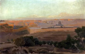 Blick Auf Jerusalem Vom Olberg Aus painting by Gustav Bauernfeind