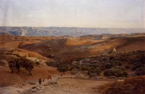 Mountains of Moab Seen from Bethany by Gustav Bauernfeind Oil Painting
