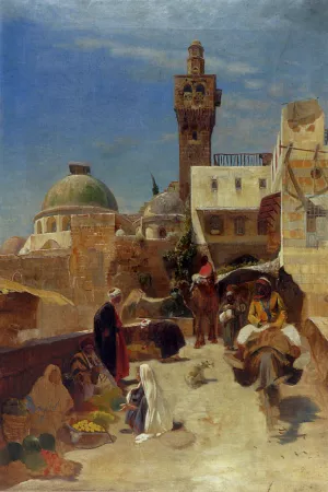 Orientalische Strassenszene by Gustav Bauernfeind Oil Painting