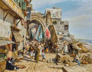 Procession In Jaffa by Gustav Bauernfeind Oil Painting