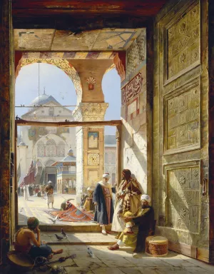 The Gate of the Great Umayyad Mosque, Damascus by Gustav Bauernfeind Oil Painting
