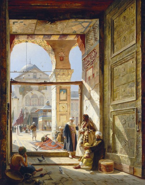 Main Product Photo of The Gate of the Great Umayyad Mosque, Damascus  Painting by Gustav Bauernfeind