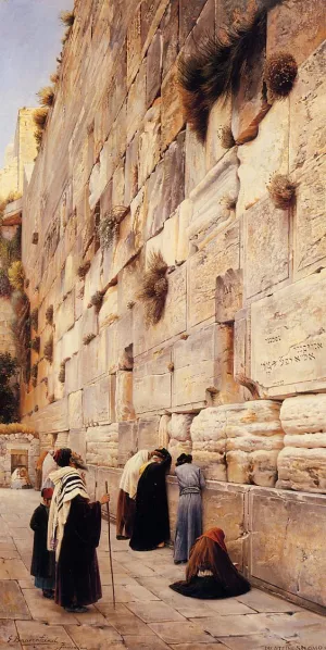 The Wailing Wall, Jerusalem 2 by Gustav Bauernfeind Oil Painting