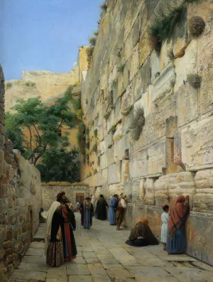 The Wailing Wall Jerusalem Oil painting by Gustav Bauernfeind