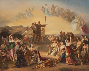 Der heilige Severin segnet das Land Osterreich by Gustav Dittenberger Von Dittenberg Oil Painting