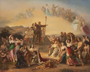 Der heilige Severin segnet das Land Osterreich by Gustav Dittenberger Von Dittenberg Oil Painting
