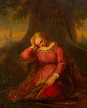 Die trauernde Germania by Gustav Dittenberger Von Dittenberg Oil Painting