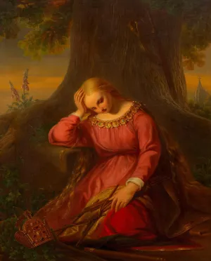 Die trauernde Germania by Gustav Dittenberger Von Dittenberg Oil Painting