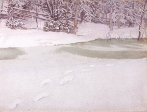 Neugefallener Schnee by Gustav Fjaestad Oil Painting