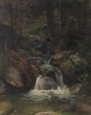 Waldinneres mit Wasserfall by Gustav Friedrich Papperitz Oil Painting