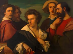 Gruppenbildnis von funf Freunden Oil painting by Gustav Gaul