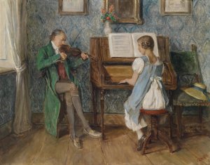 Hausmusik by Gustav Igler Oil Painting