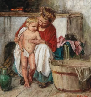 Nach dem Bade by Gustav Igler Oil Painting