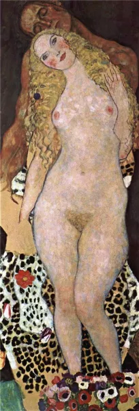 Adam and Eve Unfinished by Gustav Klimt - Oil Painting Reproduction