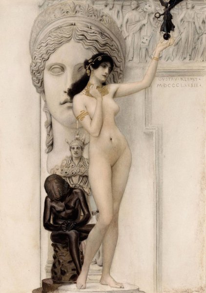 Allegory of Sculpture  by Gustav Klimt - Hand-Painted Oil Painting Reproduction