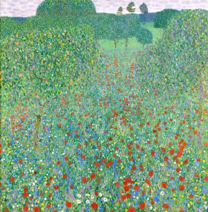 Bluhender Mohn Mohnwiese by Gustav Klimt Oil Painting
