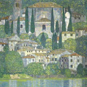 Church In Cassone - Landscape With Cypresses by Gustav Klimt Oil Painting
