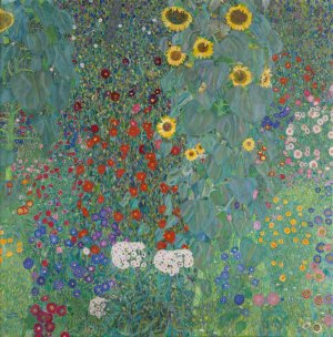 Cottage garden with sunflowers by Gustav Klimt Oil Painting