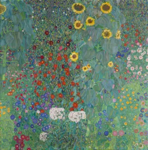 Cottage garden with sunflowers by Gustav Klimt Oil Painting