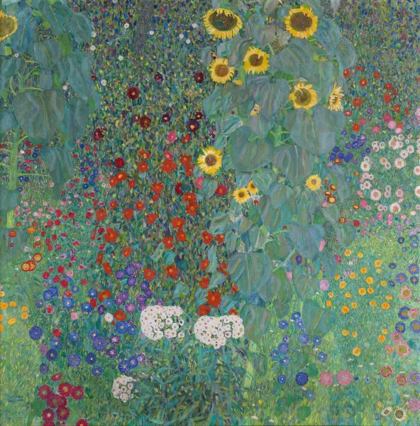 Main Product Photo of Cottage garden with sunflowers  Painting by Gustav Klimt