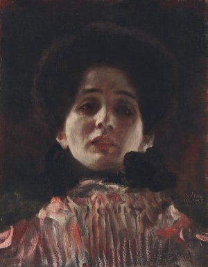Dame en face mit plisiertem Kleid by Gustav Klimt Oil Painting