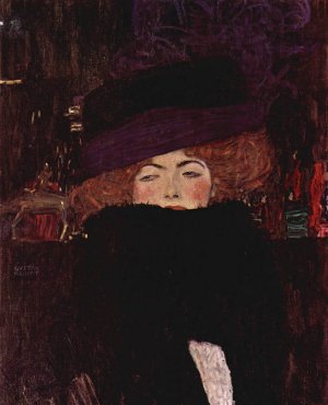 Dame mit Hut und Federboa by Gustav Klimt Oil Painting