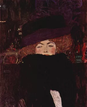 Dame mit Hut und Federboa by Gustav Klimt Oil Painting