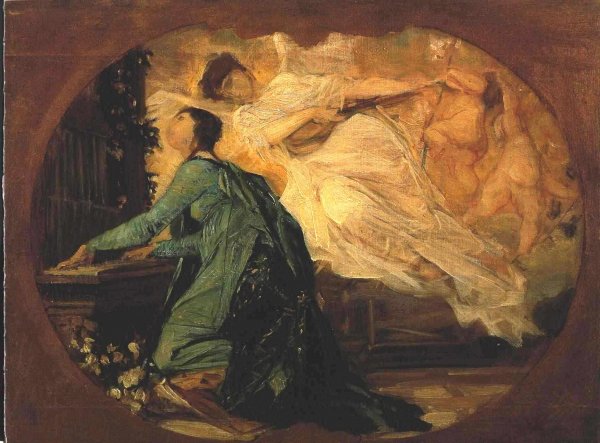 Female Organ Player by Gustav Klimt - Hand-Painted Oil Painting Reproduction