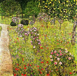 Fruit Garden with Roses by Gustav Klimt - Oil Painting Reproduction