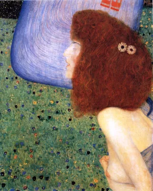 Girl with Blue Veil by Gustav Klimt - Oil Painting Reproduction