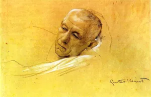 Head of a Recumbent Man, Supporting Himself by Gustav Klimt Oil Painting